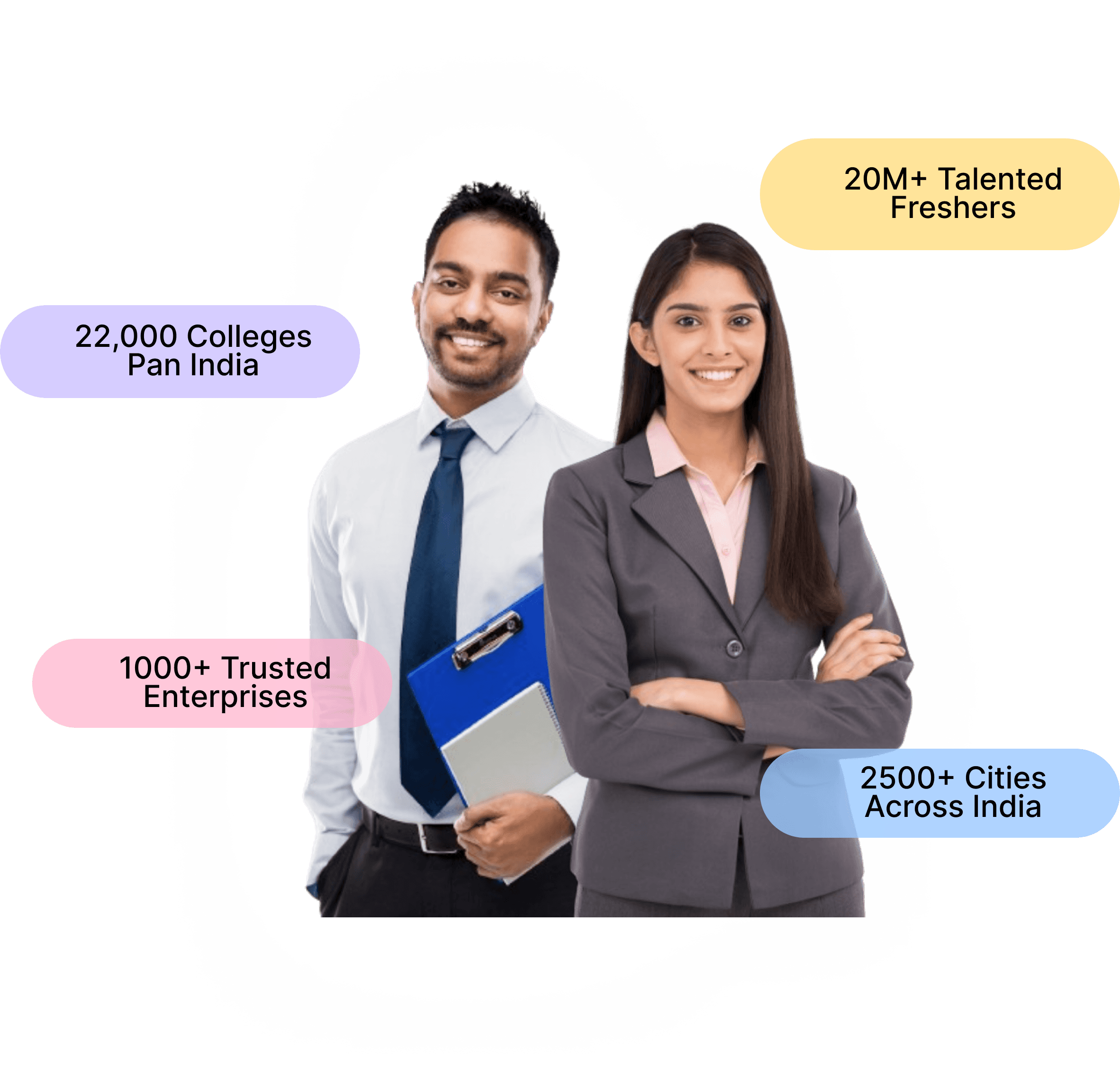 Employers hiring freshers on apna CampusAI — 22,000 colleges pan India, 20M+ talented freshers, 1000+ trusted enterprises, 2500+ cities across India